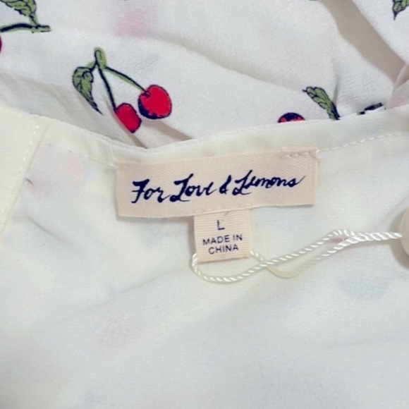 For Love & Lemons crop top Cherry print Bralette balletcore Cottagecore white - Picture 5 of 11